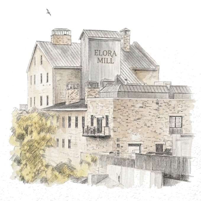 The Elora Mill & Spa Architectural Watercolor Sketch